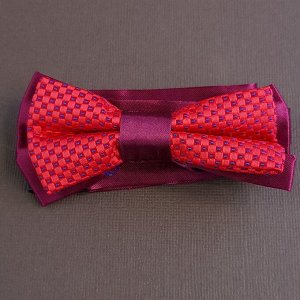 Галстук-бабочка детский, бордово-красный с рисунком, 7026, арт.209.134