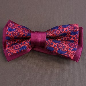 Галстук-бабочка детский, бордовый с рисунком, 7026, арт.209.135