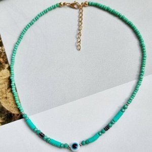 Чокер-оберег от сглаза из бисера, цвет: бирюзовый, арт. 748.346
