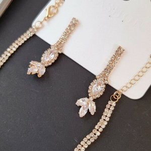 Комплект ожерелье и серьги с цирконом, 54165,арт. 017.037