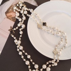 Колье с жемчугом на шею бижутерия, вставка: исск.жемчуг и фианиты, арт.001.703
