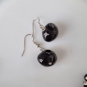 Колье и серьги бижутерия женская из камней, цвет: черный, арт.001.813