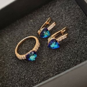 zlatto Комплект ювелирная бижутерия, серьги и кольцо позолота, р-р 19, 54209 арт.847.864