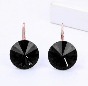 Серьги позолоченные, коллекция ZLATTO Кристалл, чёрный камень, арт. 647.741