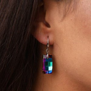 Серьги кристаллы крупные висячие, покрытие: посеребрение, цвет кристалла: хамелеон переливающийся, арт.001.592