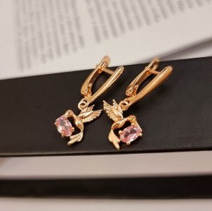 Серьги коллекция "Дубай"  покрытие позолота, камень розовый блестящий, 271001, арт. 847.225