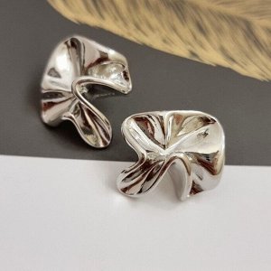 Серьги листья лотоса, цвет серебристый, 05025, арт.001.504