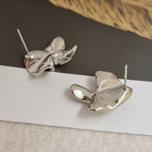 Серьги листья лотоса, цвет серебристый, 05025, арт.001.504