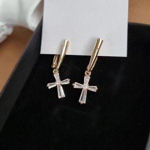 Серьги "Крестики", цвет золото, 371010, арт. 606.917