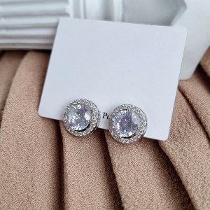 Клипсы с сияющими камнями, покрытие под серебро, 606.938