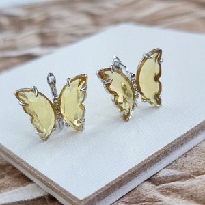 Серьги "Бабочки", покрытие цвет серебро, В07809, арт.706.291