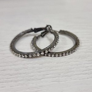 Серьги конго, цвет чернение, камень белый переливающийся, арт.008.293