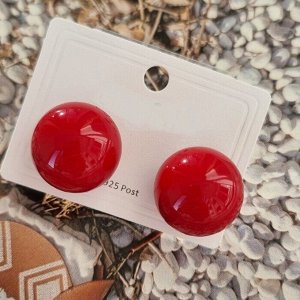 Серьги гвоздики крупные жемчужинки, цвет: красный, арт.001.625