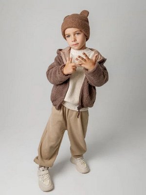 Шапка плюшевая с ушками мишки детская Amarobaby Plush, коричневый