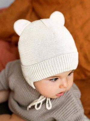 Шапка детская вязаная Amarobaby Pure Love BEAR WINTER, зимняя, с утеплителем