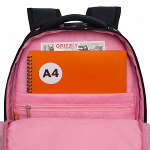 Рюкзак школьный GRIZZLY с карманом для ноутбука 13", анатомической спинкой, для девочки
