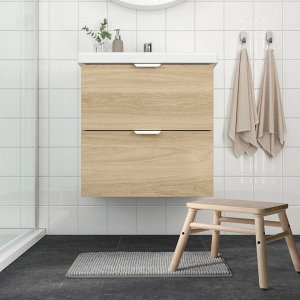 ТОФТБУ Коврик для ванной, серо-белый меланж. 40х60см