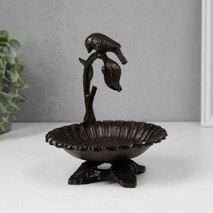 Фигурка-подставка для мелочей «Птичка на ветке над цветком», чугун, 17x15x13.5 см