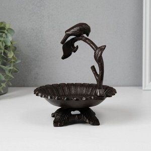 Фигурка-подставка для мелочей «Птичка на ветке над цветком», чугун, 17x15x13.5 см
