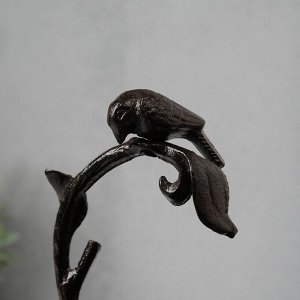 Фигурка-подставка для мелочей «Птичка на ветке над цветком», чугун, 17x15x13.5 см