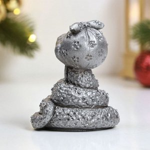 Фигурка «Змея-домохозяйка», 8.5x7x7 см, серебро
