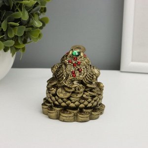 Нэцкэ бронза "Жаба на лотосе" 6,5 х 6,5 х 7,5 см М262