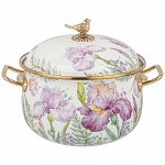 Эмалированная кастрюля IRISES с крышкой, 3.8L, диаметр 20 см - для индукционных плит, 1 шт.