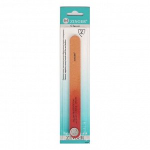 Zinger Пилка для натуральных ногтей абразивная прямая / Classic EJ-207, 120/180 грит, красно-коричневый