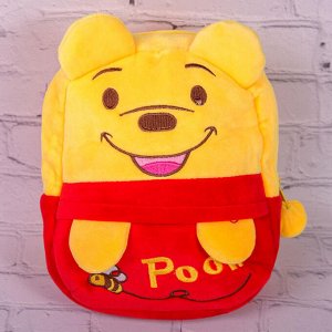 Рюкзак детский плюшевый, красный с желтым (Китай)