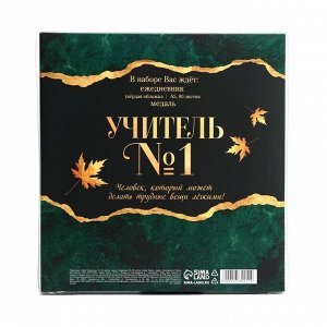 Подарочный набор, ежедневник А5, 80 л, медаль «Лучший в мире учитель»