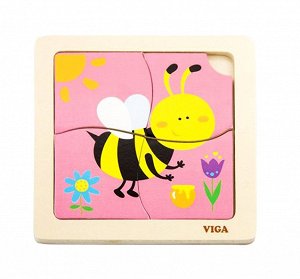 VIGA. 50138 Пазл для малышей"Пчелка"4 детали.пленка