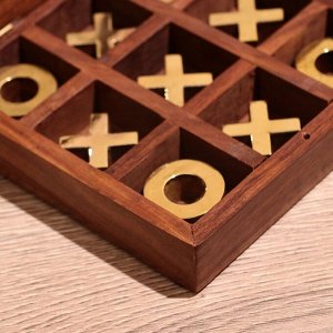 Игра настольная «Крестики-нолики», 13x13 см, манговое дерево, латунь