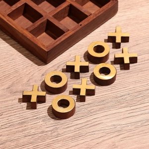 Игра настольная «Крестики-нолики», 13x13 см, манговое дерево, латунь