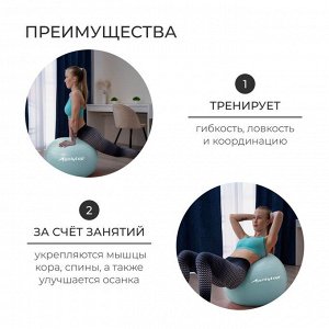 Фитбол 65 см, 900 гр, антивзрыв, цвет мятный