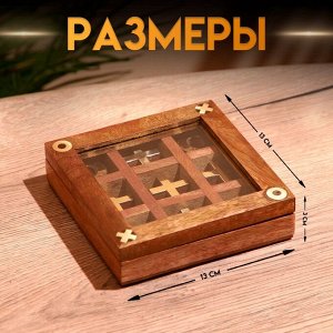 Игра настольная «Крестики-нолики», 13x13 см, манговое дерево, латунь