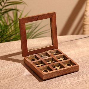 Игра настольная «Крестики-нолики», 13x13 см, манговое дерево, латунь
