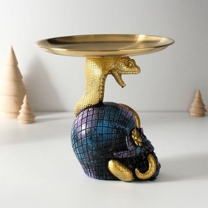 Фигурка-подставка полистоун «Кобра на черепе с цветком», 11x8.5x15 см