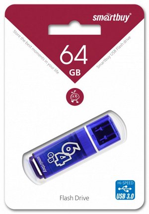 64GB USB Flash 3.0, SmartBuy Glossy синий, SB64GBGS-DB