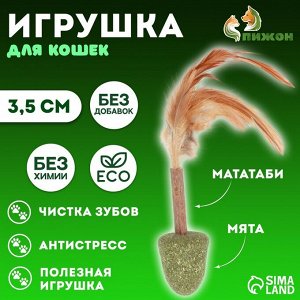 Игрушка-неваляшка для кошек «Юла» из прессованной кошачьей мяты и мататаби, 3.5 см
