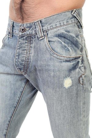 Выбеленные мужские джинсы на пуговицах – с кожаным ремнем – бомба! Кэжуал стиль: клуб/город! №246