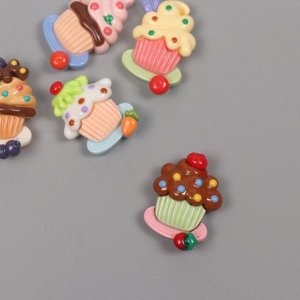Декор для творчества пластик «Набор пирожных», набор 5 шт., 3x2.3x1 см