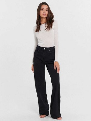 Брюки женские джинсовые wide leg fit в черном цвете