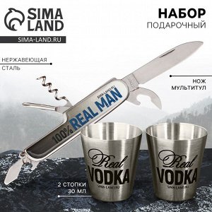 Подарочный набор мужской ABSOLUT, нож мультитул, стопки 2 шт.