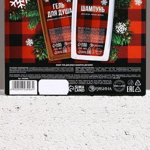 Подарочный набор новогодний «С праздником», гель для душа и шампунь для волос, 2x250 мл, Чистое счастье