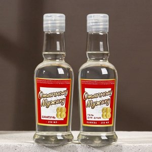 Подарочный набор «Отличному мужику», гель для душа и шампунь для волос водка, 2x250 мл, Чистое счастье