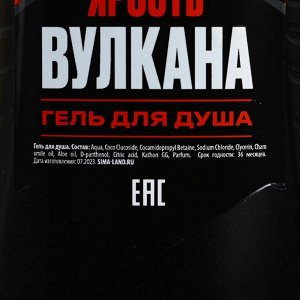 Подарочный набор косметики «Ярость вулкана», гель для душа 250 мл и мочалка для тела, HARD LINE