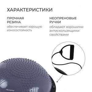 Полусфера BOSU гимнастическая ONLYTOP, массажная, с насосом, 58х25 см, цвет серый