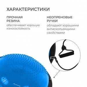 Полусфера BOSU гимнастическая ONLYTOP, массажная, с насосом, 58x25 см, синяя