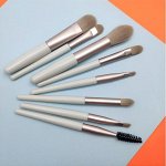 Nail Art Набор профессиональных кистей для макияжа в пенале из экокожи, пастельно-бирюзовый, 8 шт.