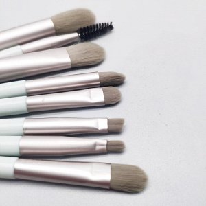 Nail Art Набор профессиональных кистей для макияжа в пенале из экокожи, пастельно-бирюзовый, 8 шт.